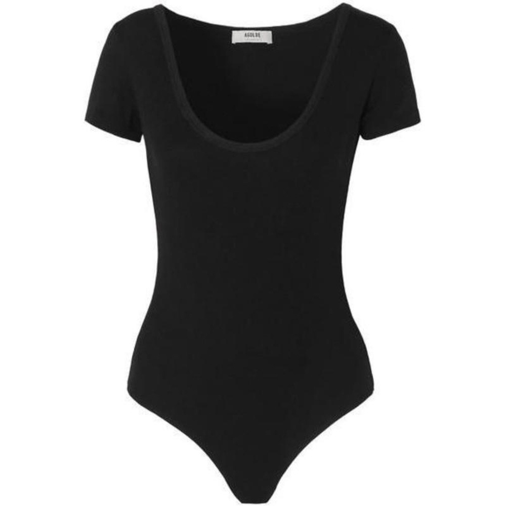 AGOLDE Short Sleeve Rib Bodysuit in Black